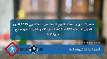 ظهرت الآن رسميًا نتائج السادس الابتدائي 2025 الدور الأول بنسخة PDF – اكتشف درجتك وشارك الفرحة مع عائلتك!